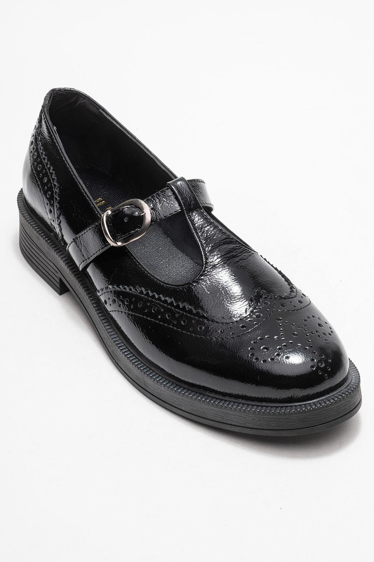 Janney - Black Patent Genuine Leather Banded Loafer (Women)