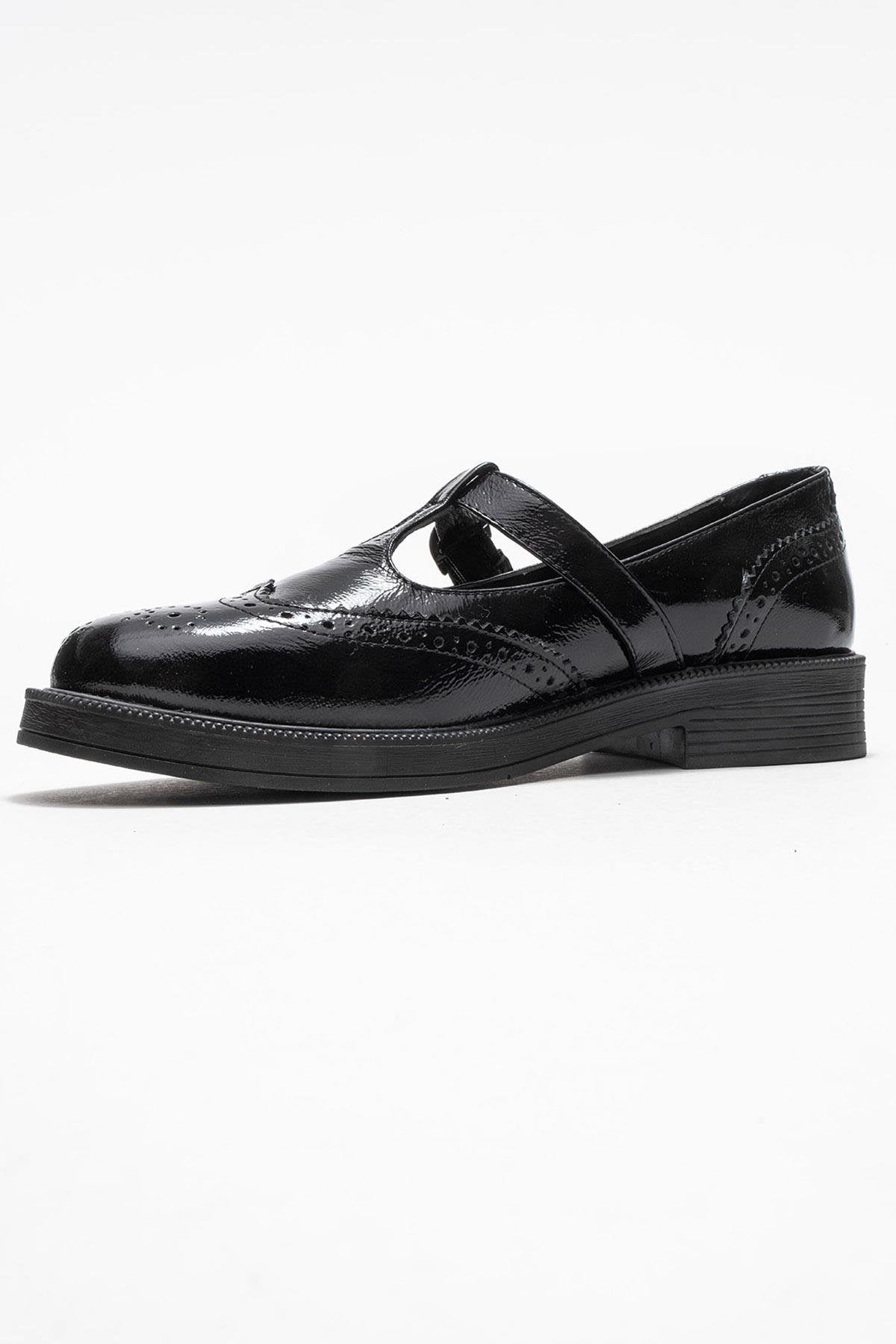 Janney - Black Patent Genuine Leather Banded Loafer (Women)