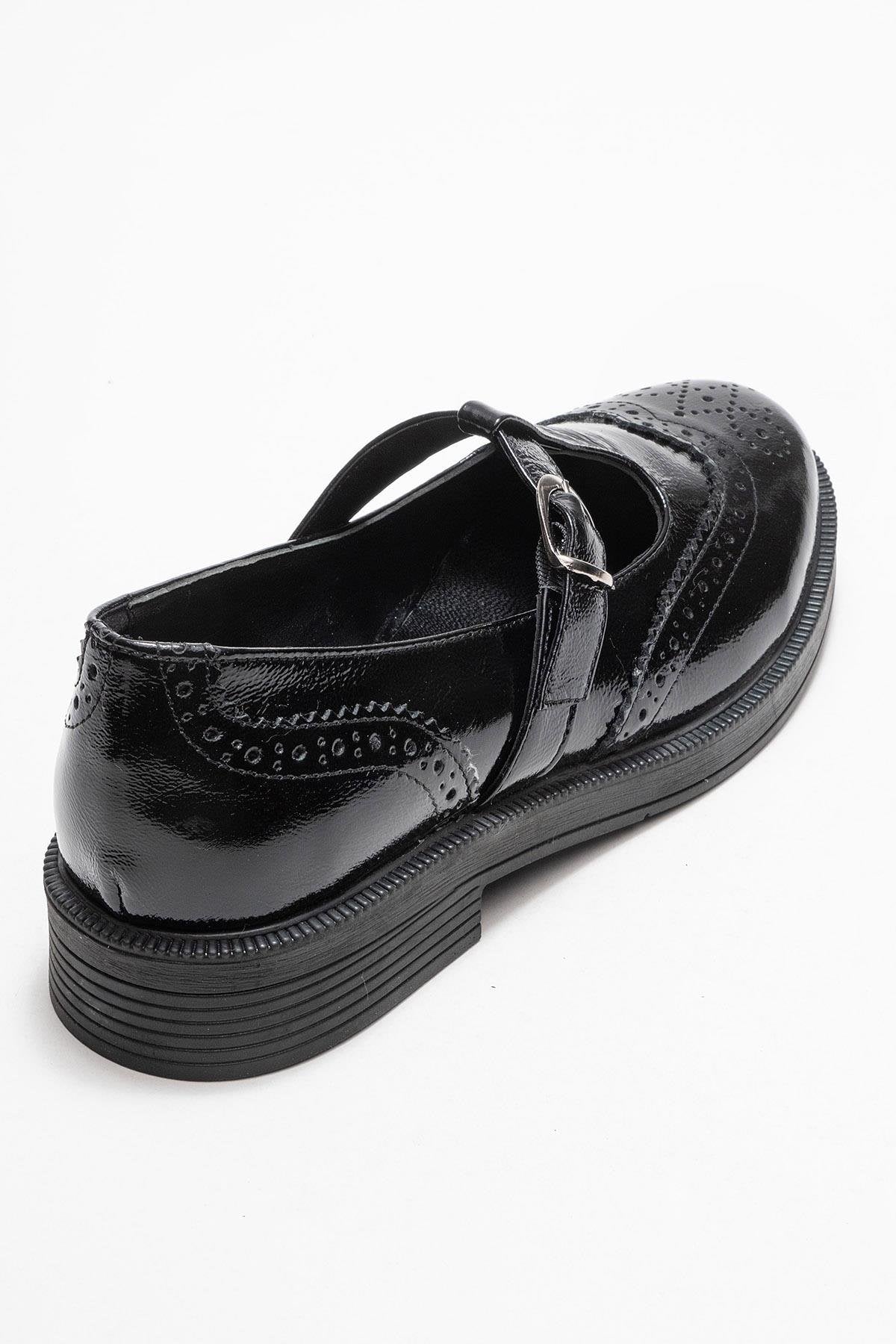 Janney - Black Patent Genuine Leather Banded Loafer (Women)