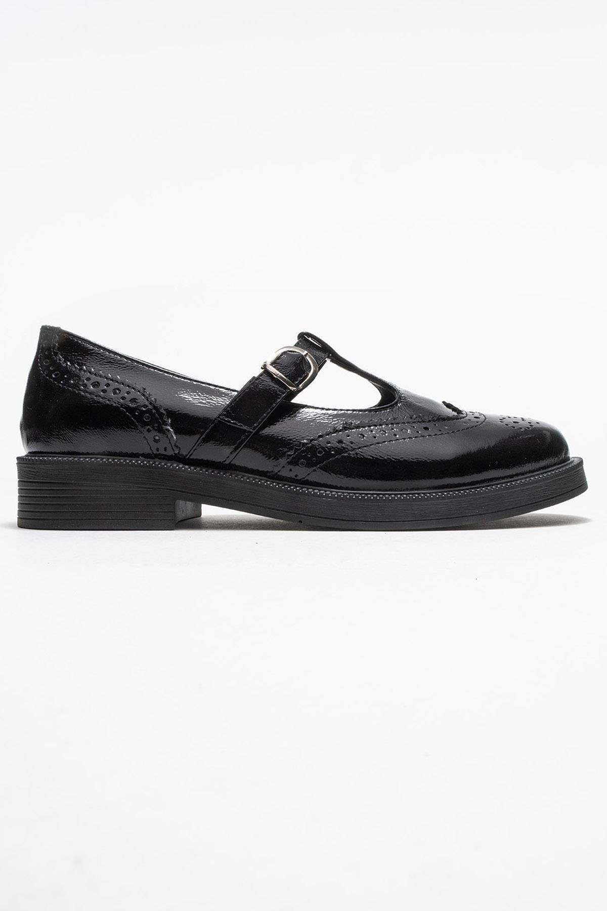 Janney - Black Patent Genuine Leather Banded Loafer (Women)