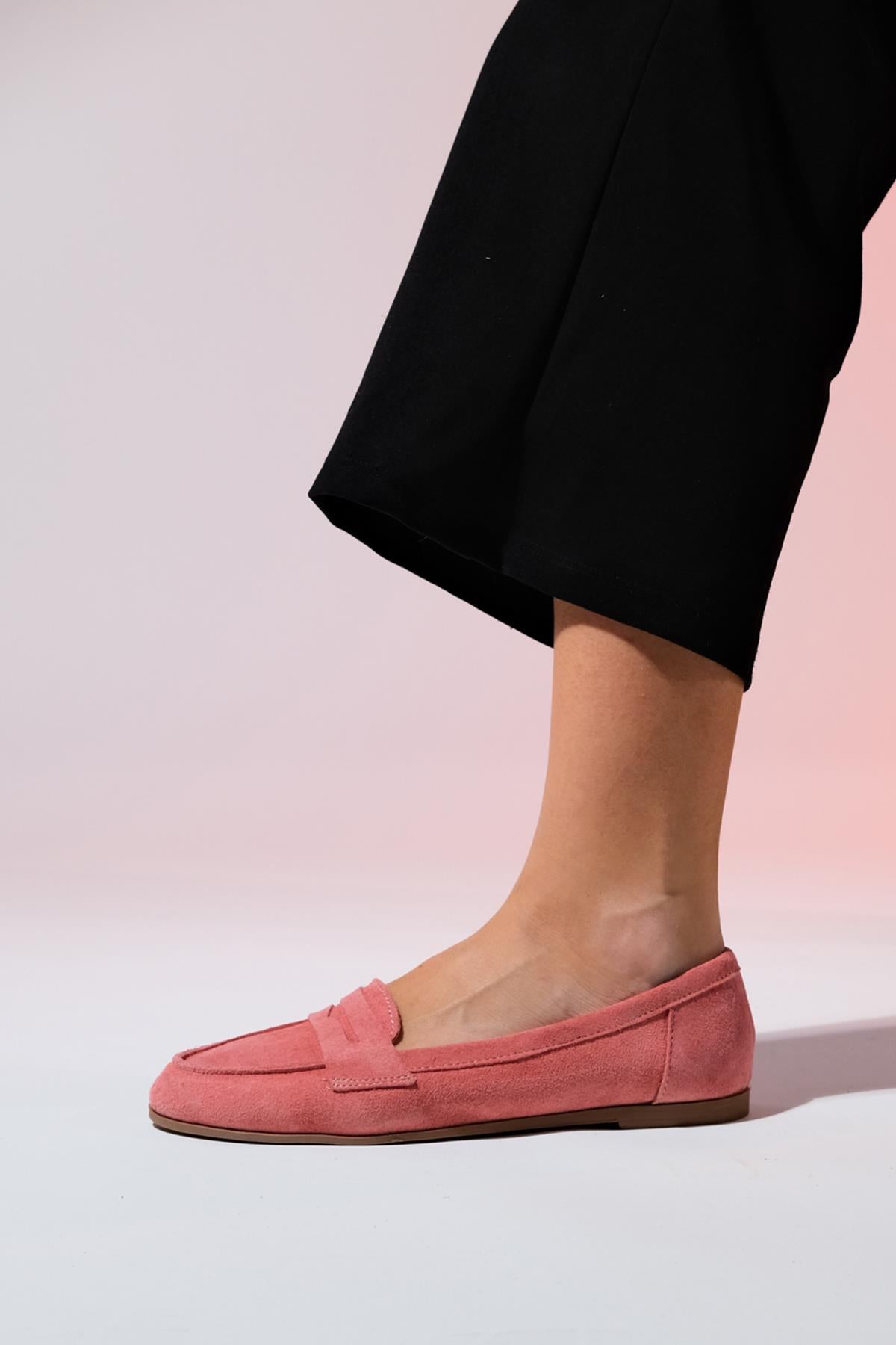 Dorothy - Dusty Rose Suede Leather Loafers