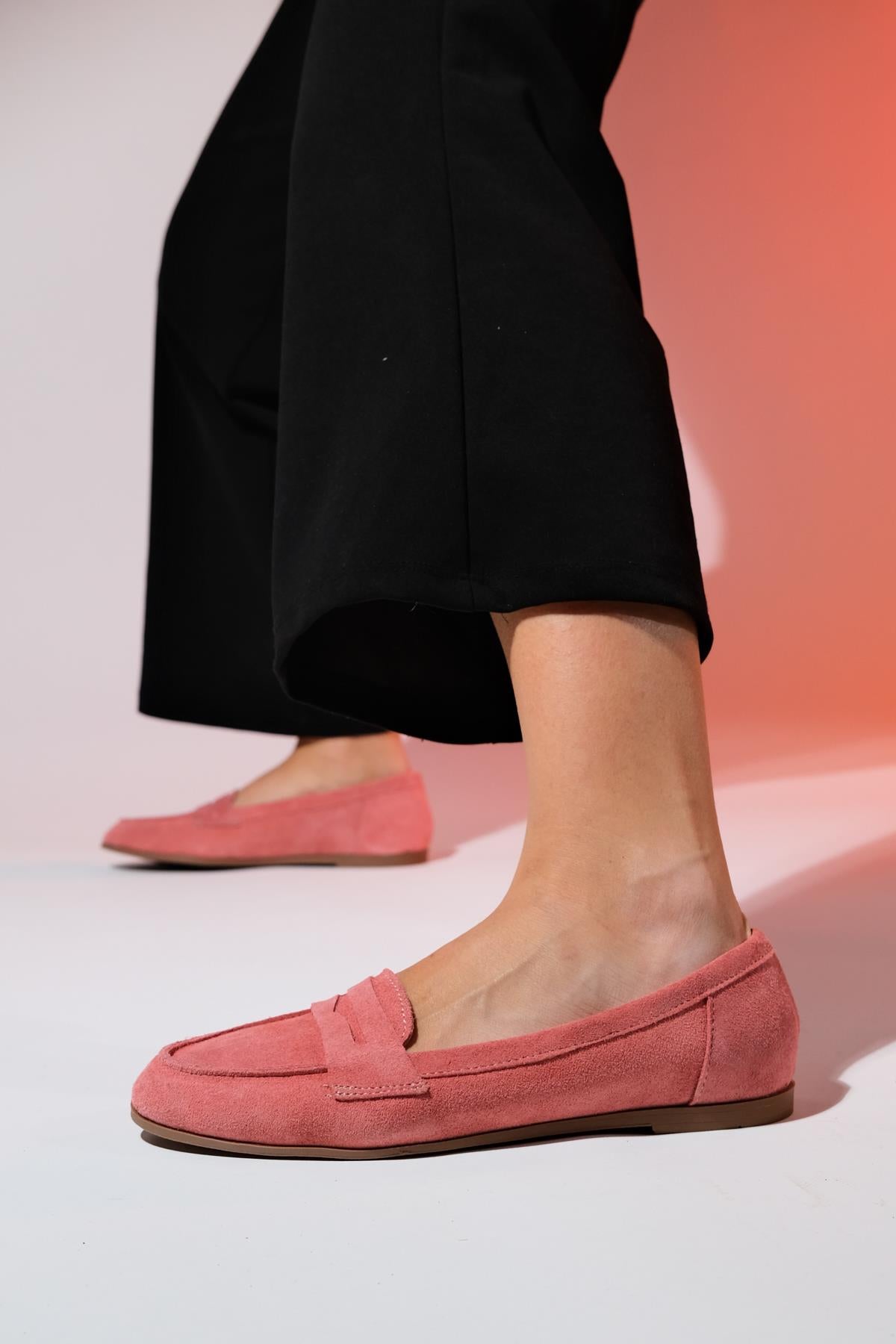 Dorothy - Dusty Rose Suede Leather Loafers