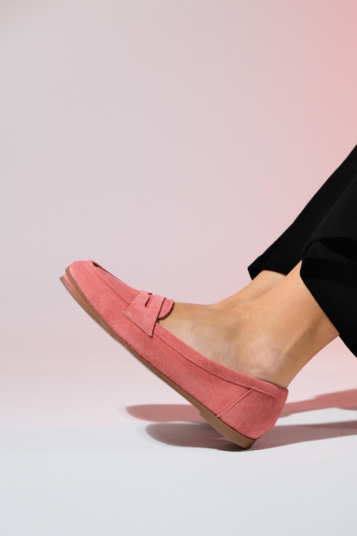 Dorothy - Dusty Rose Suede Leather Loafers