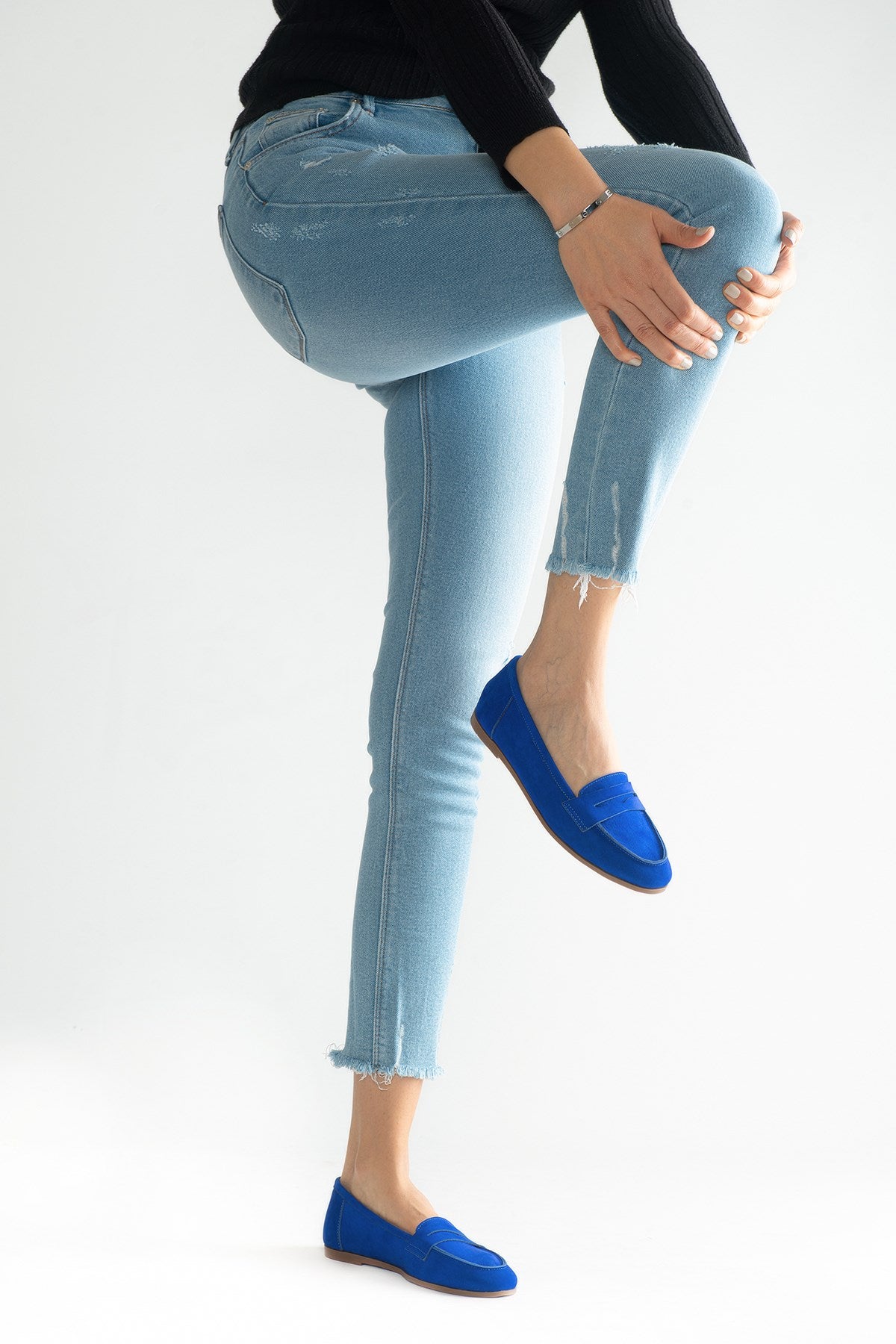 Dorothy - Dark Blue Suede Leather Loafers