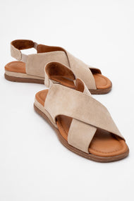706 - Beige Suede Leather Thong Sandals (Women)