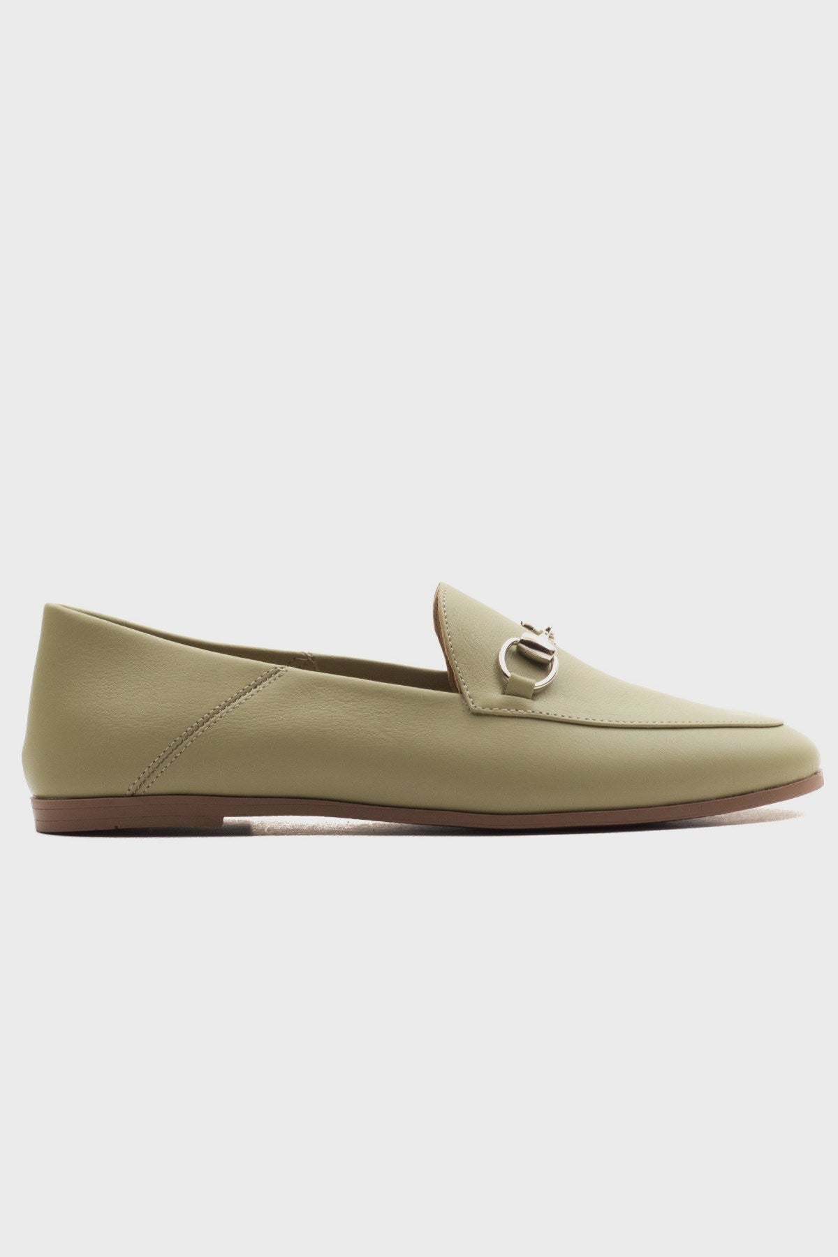 Penny - Olive Green Leather Horsebit Loafers