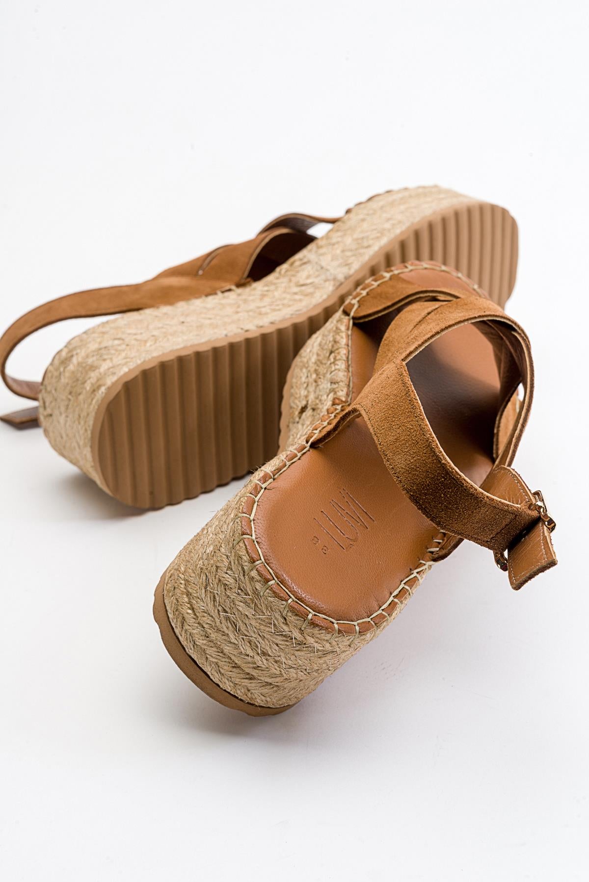 Lontano - Cognac Brown Suede Leather Platform Sandal (Women)