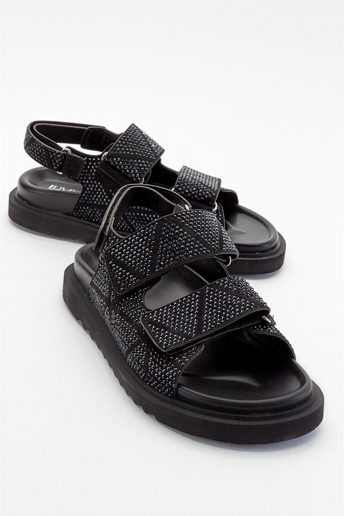 MELLOM Black Embellished Sandal (Women)