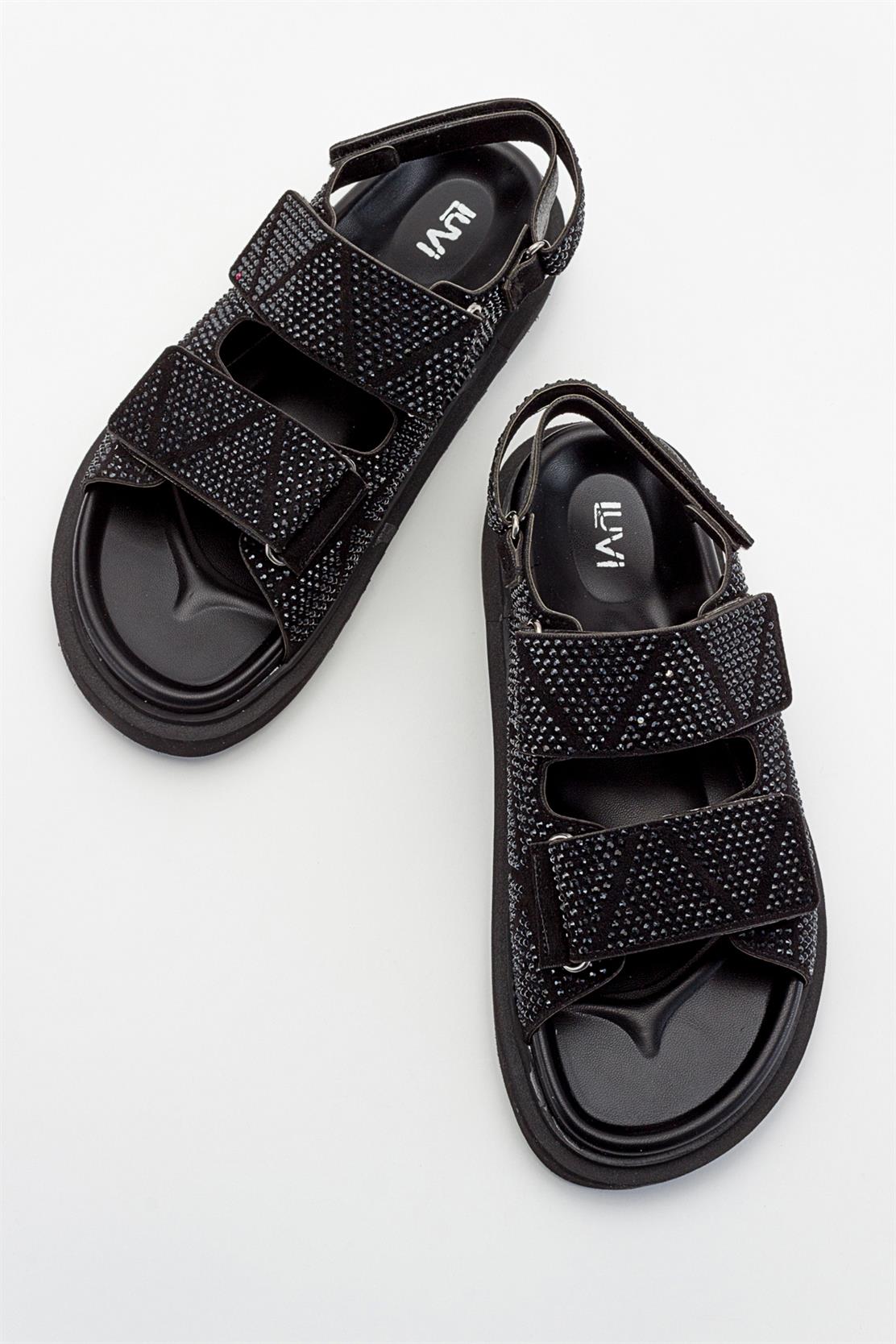MELLOM Black Embellished Sandal (Women)