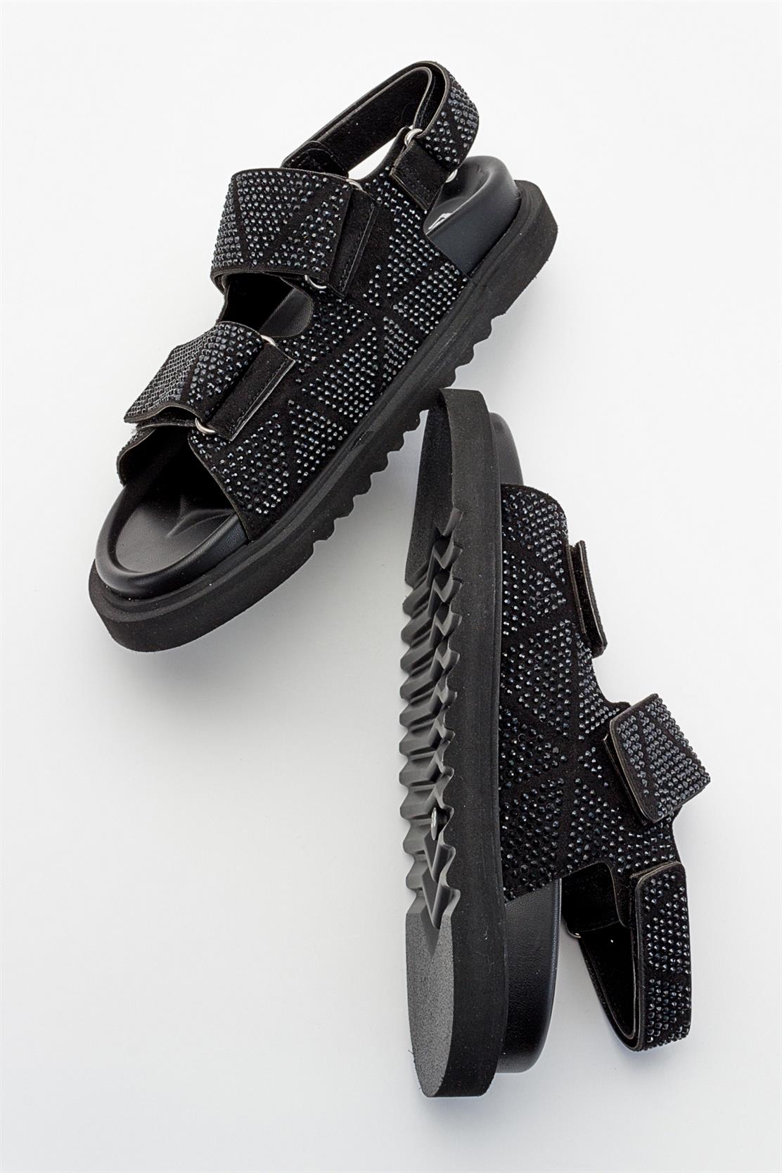 MELLOM Black Embellished Sandal (Women)