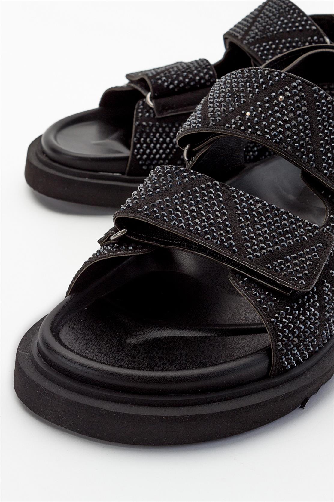 MELLOM Black Embellished Sandal (Women)