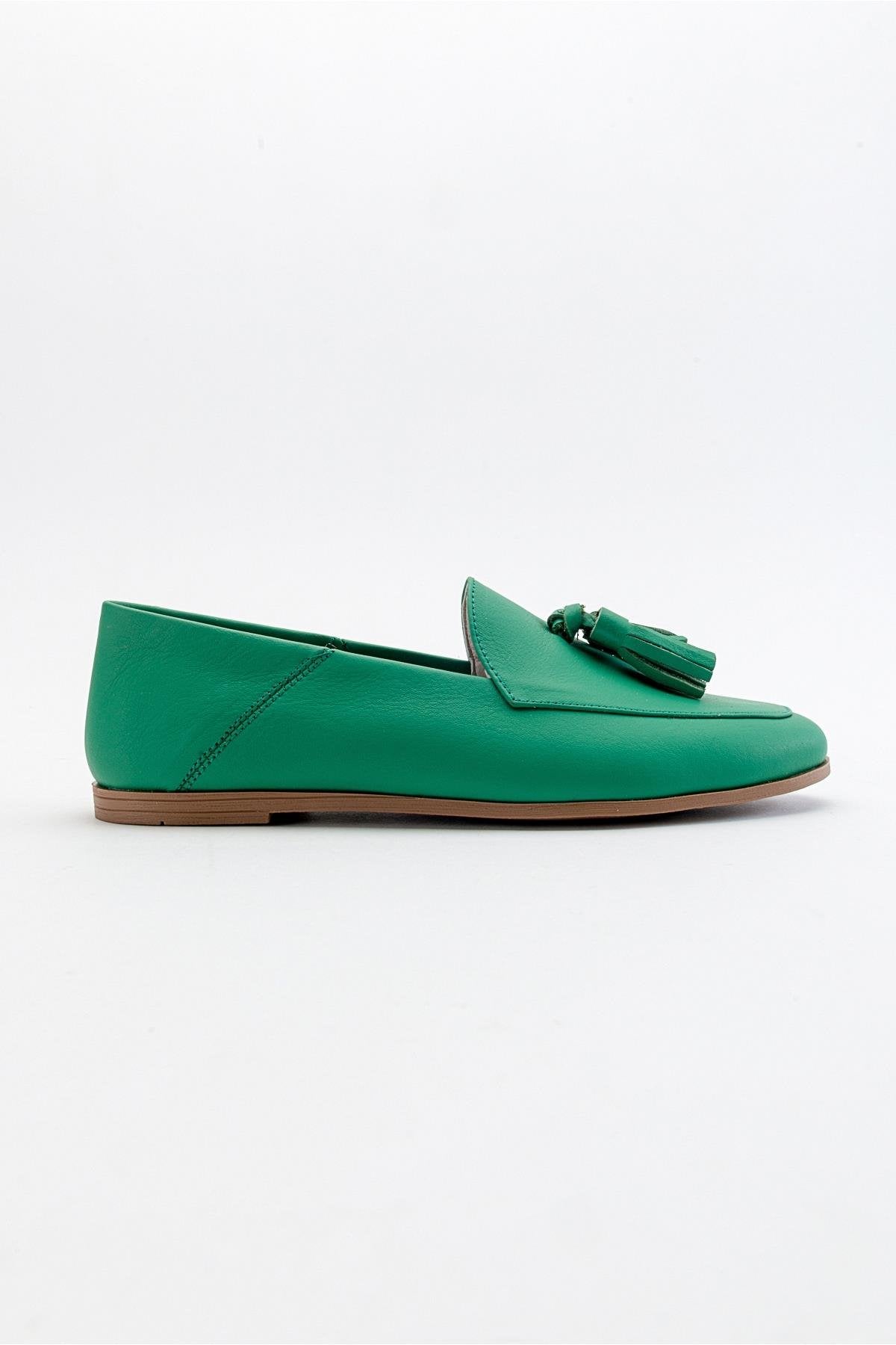 F04 - Forest Green Genuine Leather Tassel Loafer (Women)
