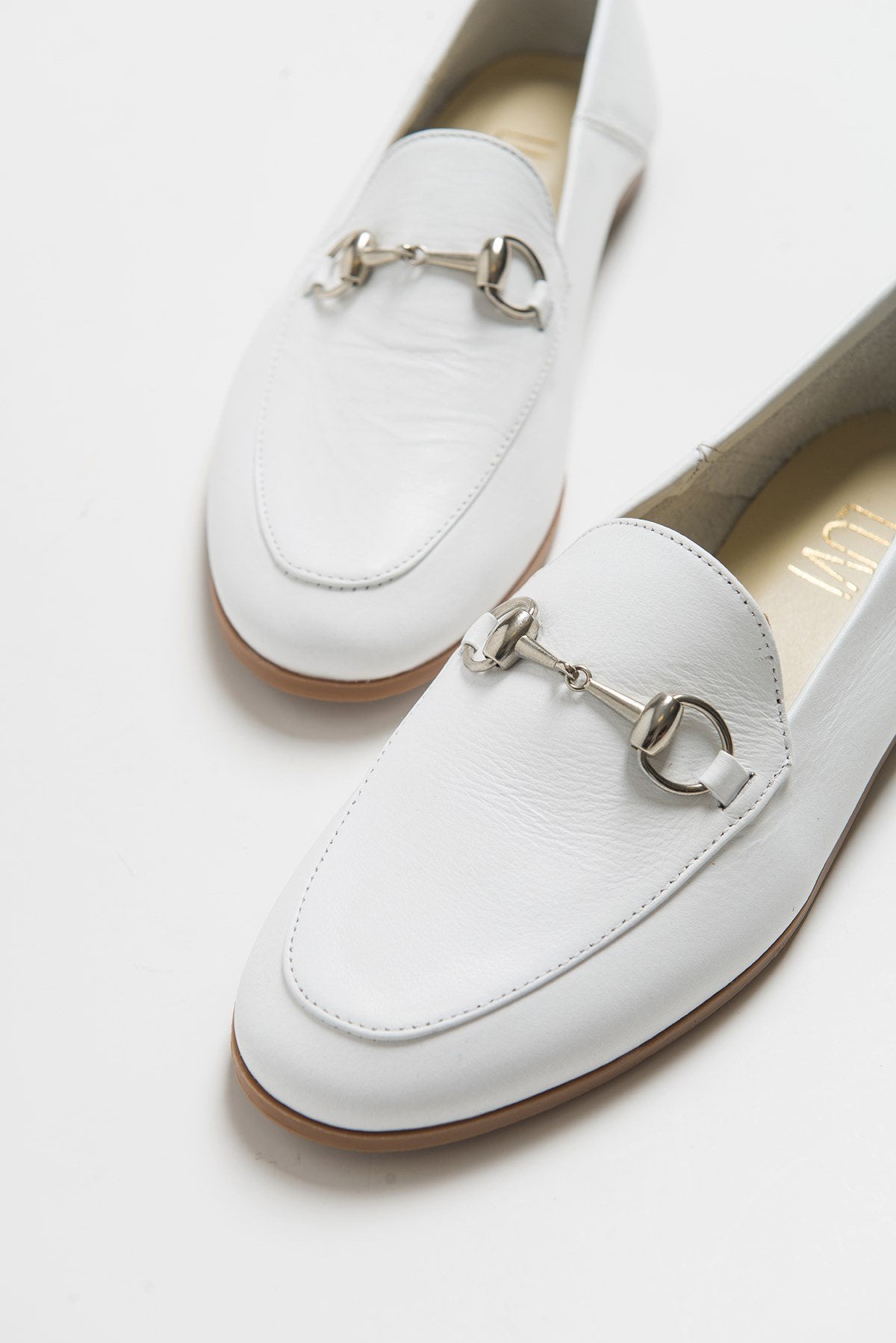 F03 - White Genuine Leather Loafer Shoe (Women)