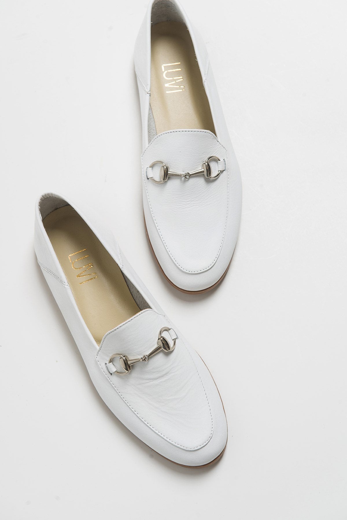 F03 - White Genuine Leather Loafer Shoe (Women)