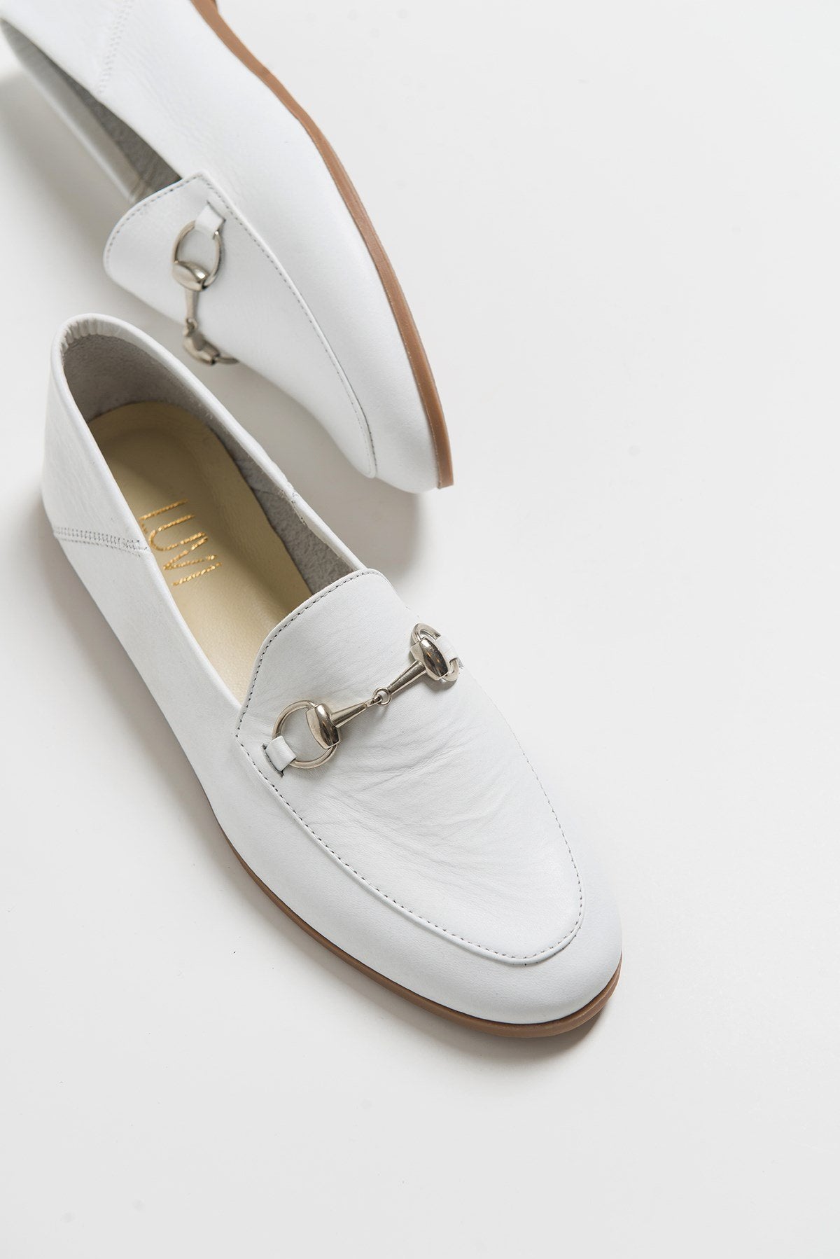 F03 - White Genuine Leather Loafer Shoe (Women)