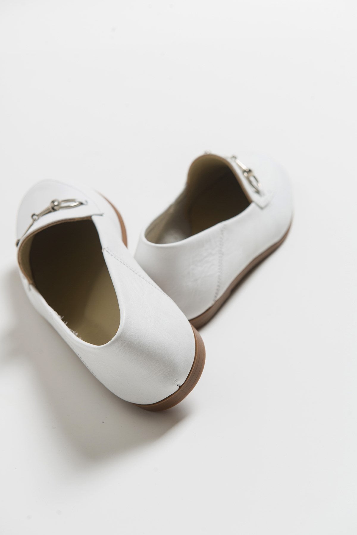 F03 - White Genuine Leather Loafer Shoe (Women)
