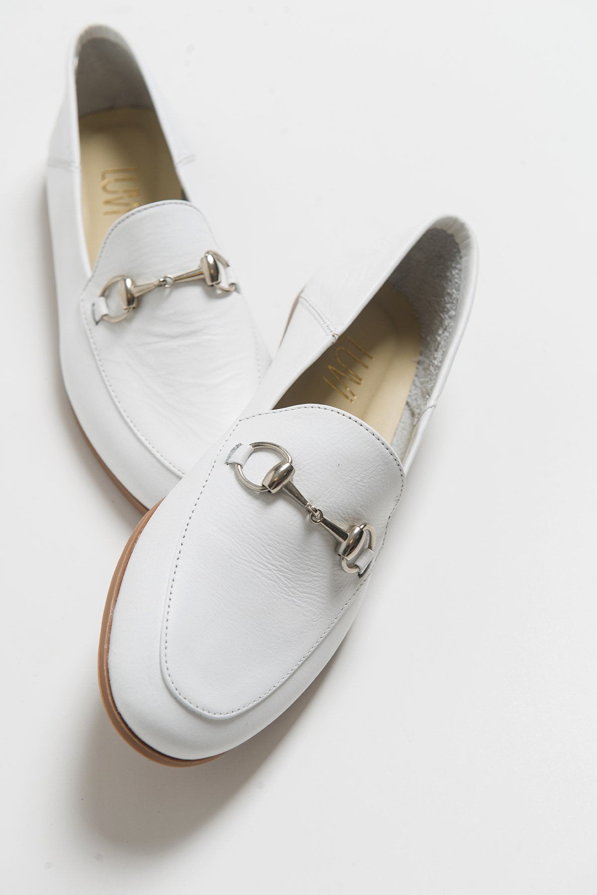 F03 - White Genuine Leather Loafer Shoe (Women)