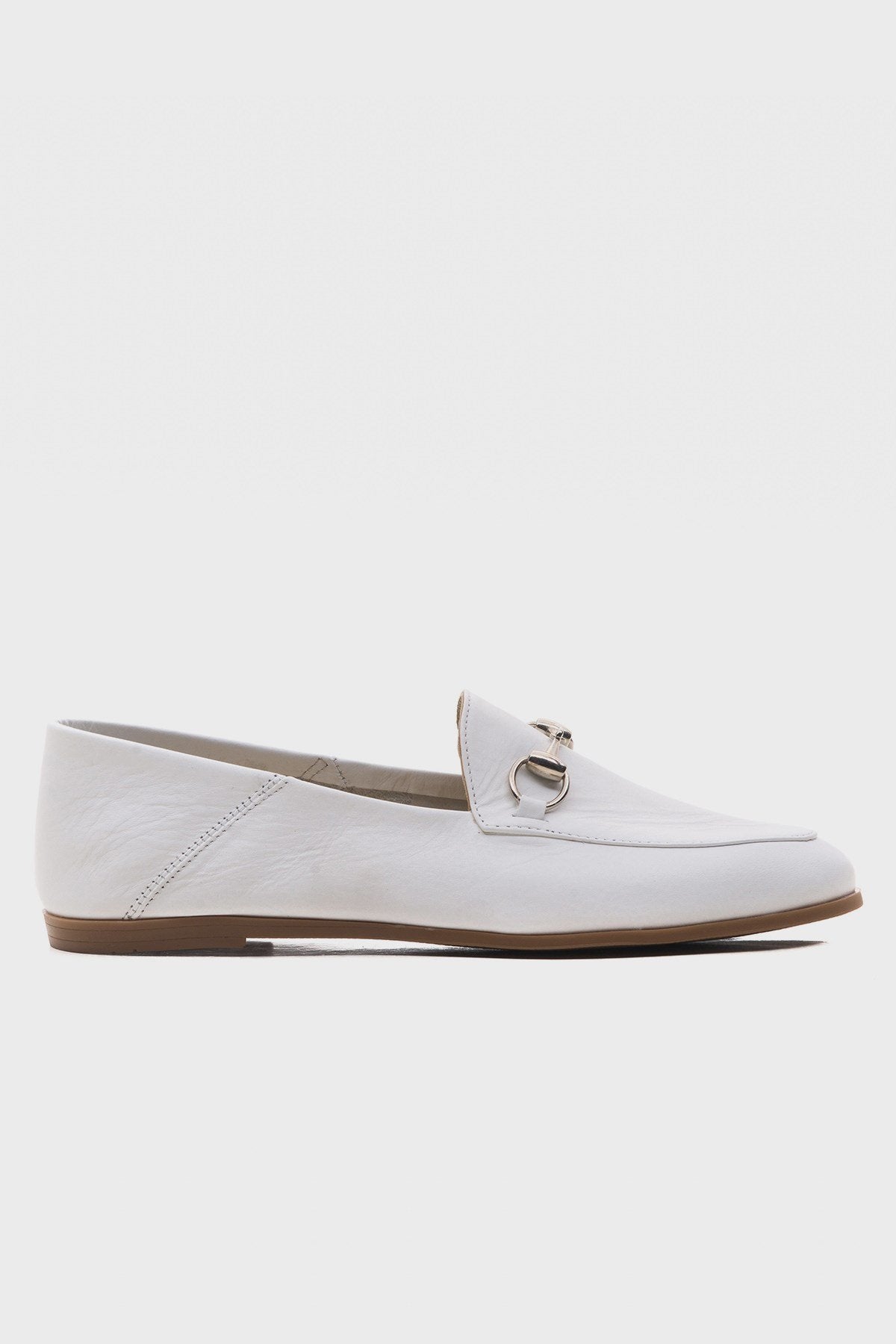 F03 - White Genuine Leather Loafer Shoe (Women)