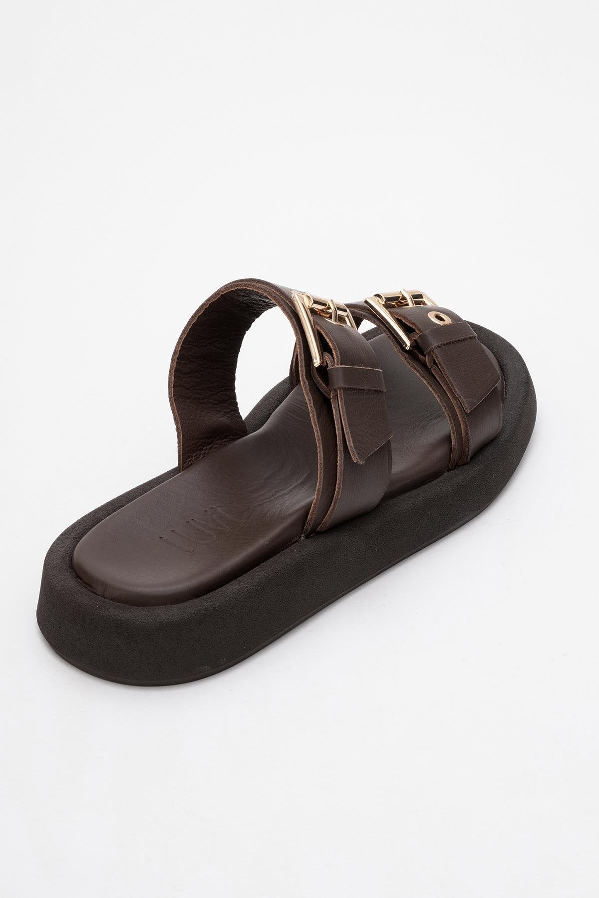 Finezza - Brown Leather Two-Strap Sandal (Women)