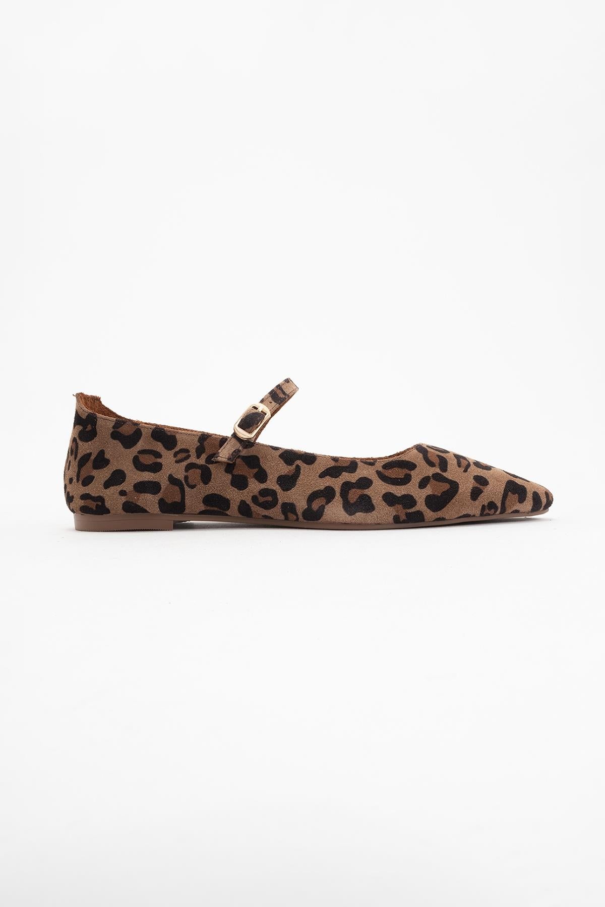 Lara - Leopard Print Suede Leather Mary Jane Flats
