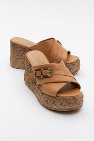 Palmas - Cognac Brown Leather Platform Sandal (Women)