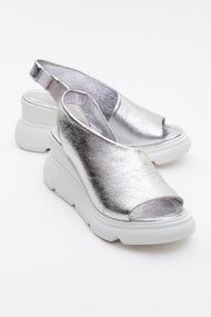 Agusto - Silver Leather Platform Sandal (Women)