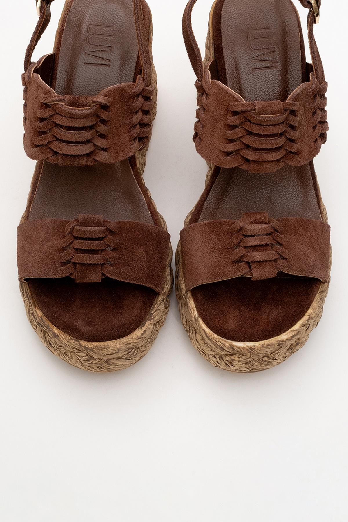 Olien - Brown Suede Leather Platform Espadrilles (Women)