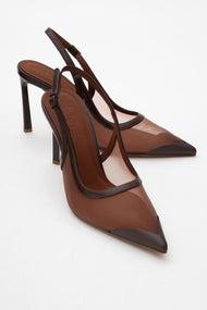 Venas - Brown Mesh Slingback High Heel (Women)