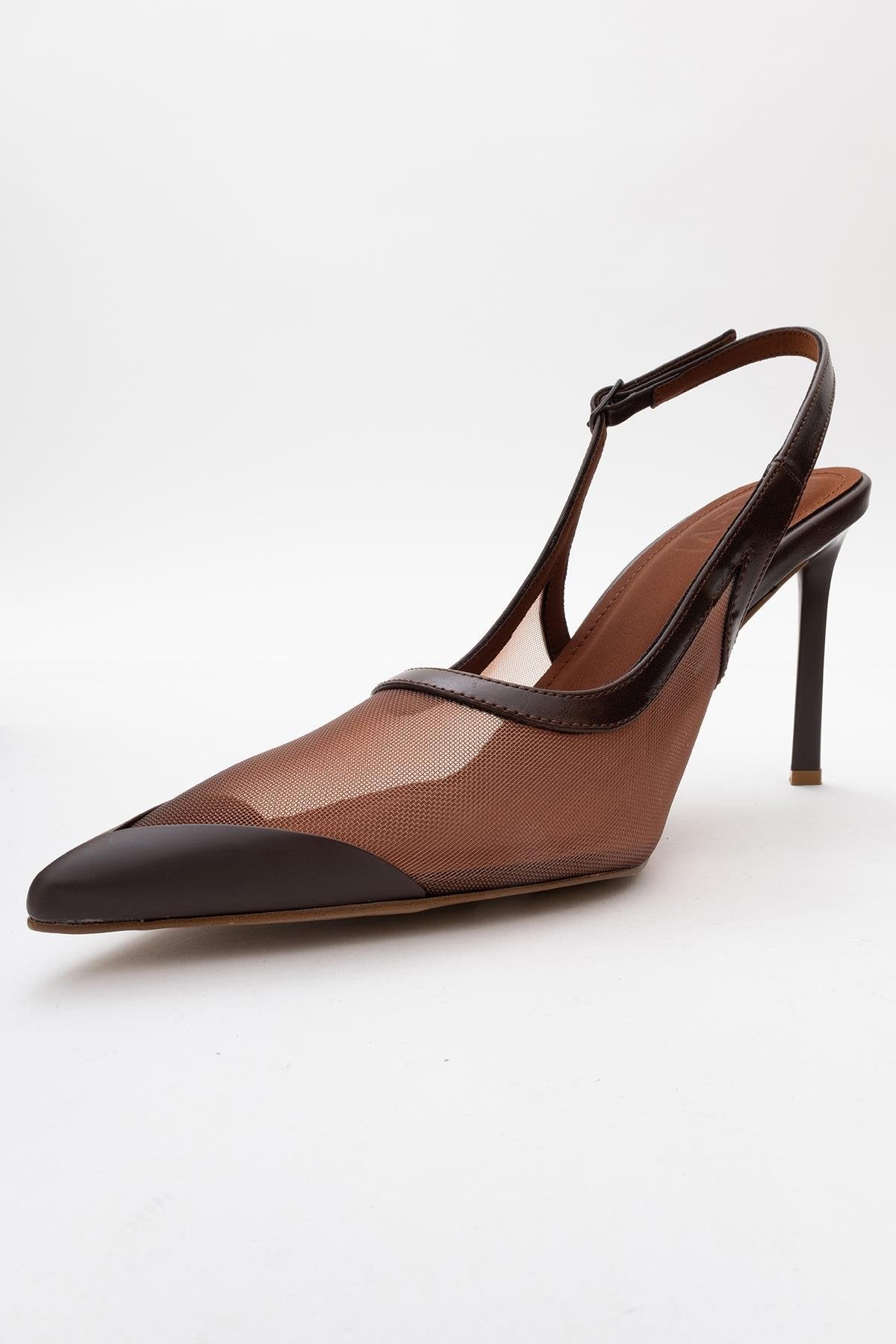 Venas - Brown Mesh Slingback High Heel (Women)