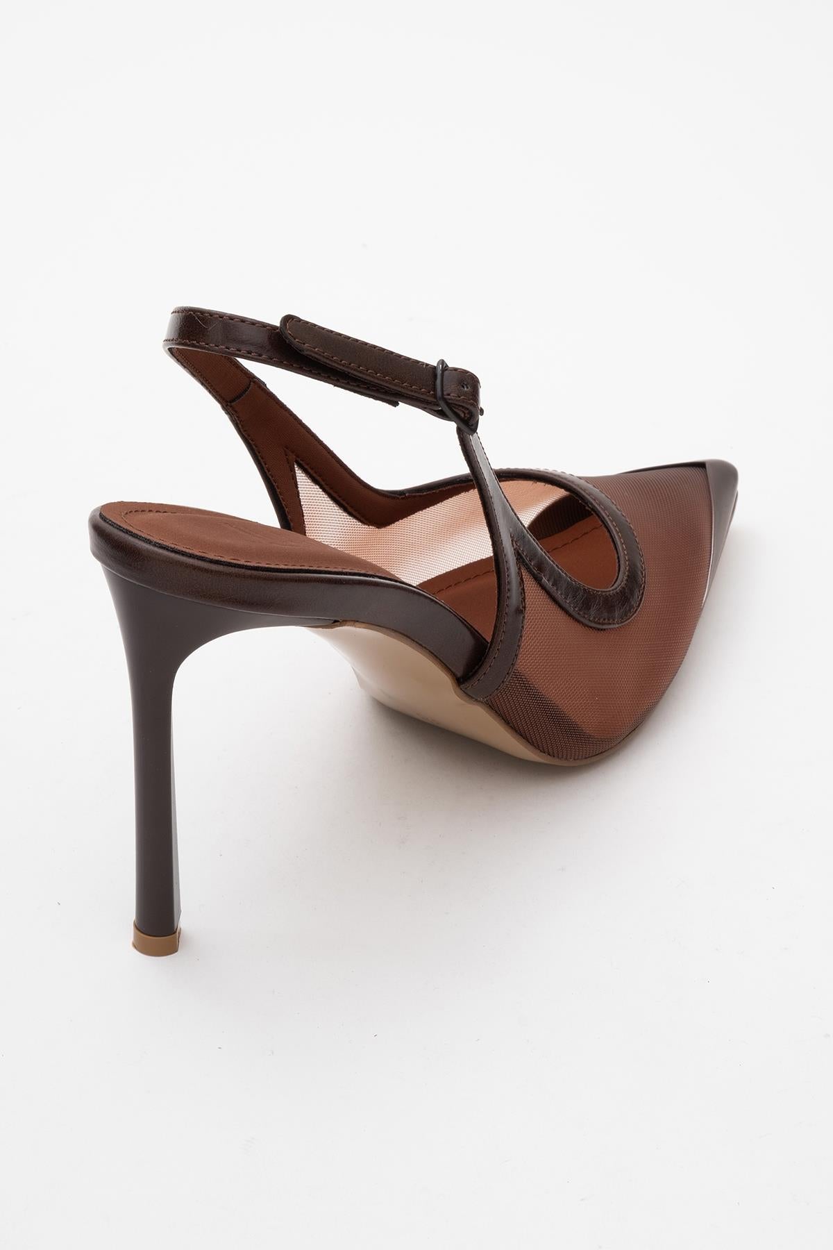 Venas - Brown Mesh Slingback High Heel (Women)