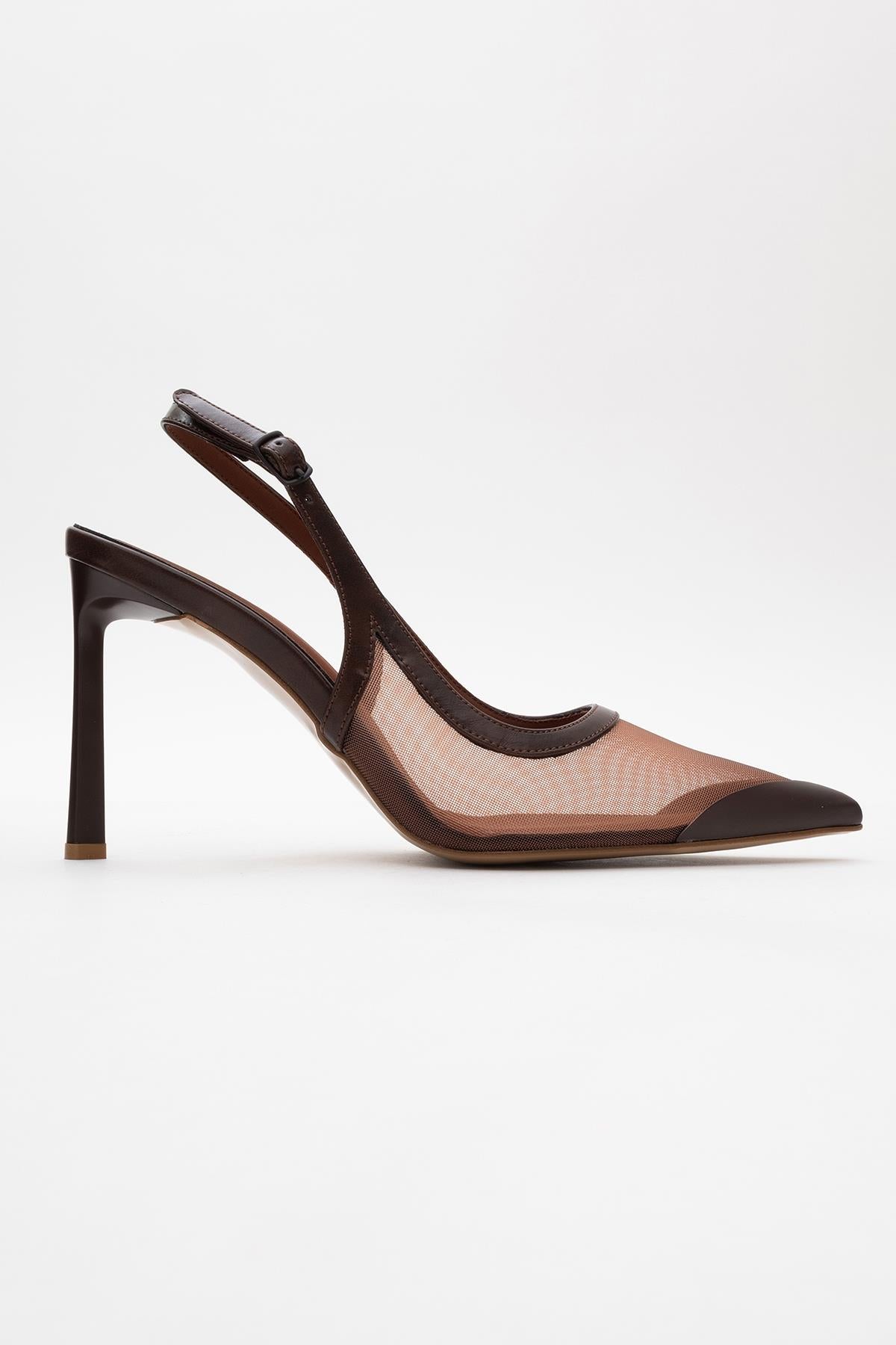 Venas - Brown Mesh Slingback High Heel (Women)
