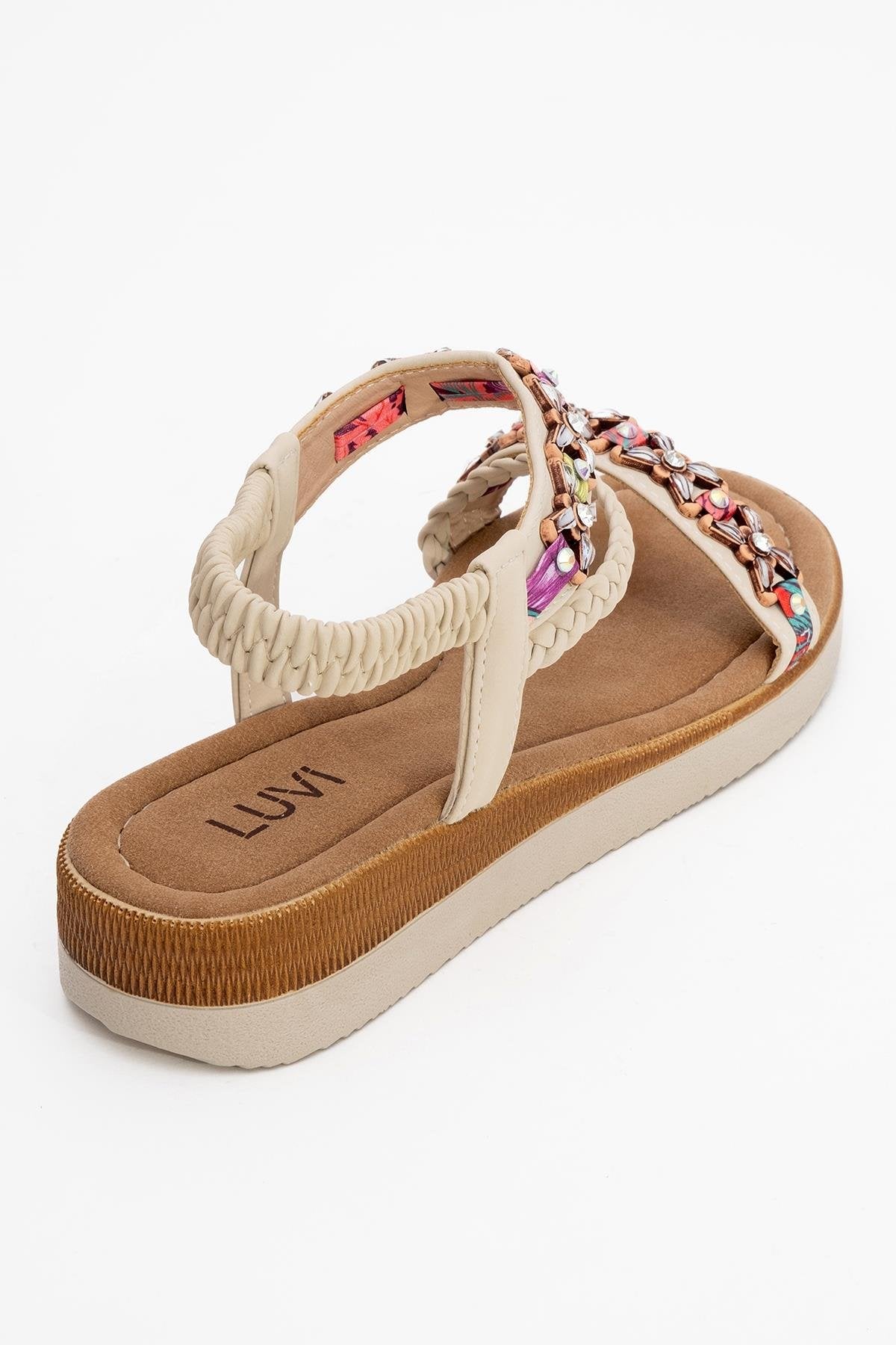 YUAN Beige Braided Strap Sandal (Women)