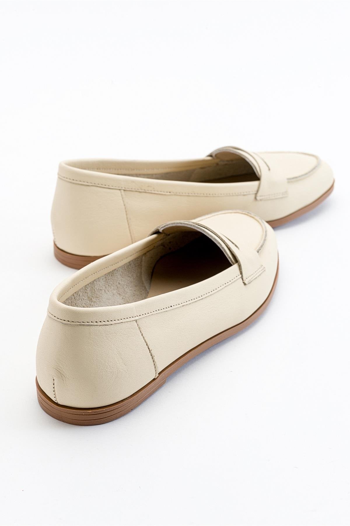 Dorothy - Light Beige Leather Loafers