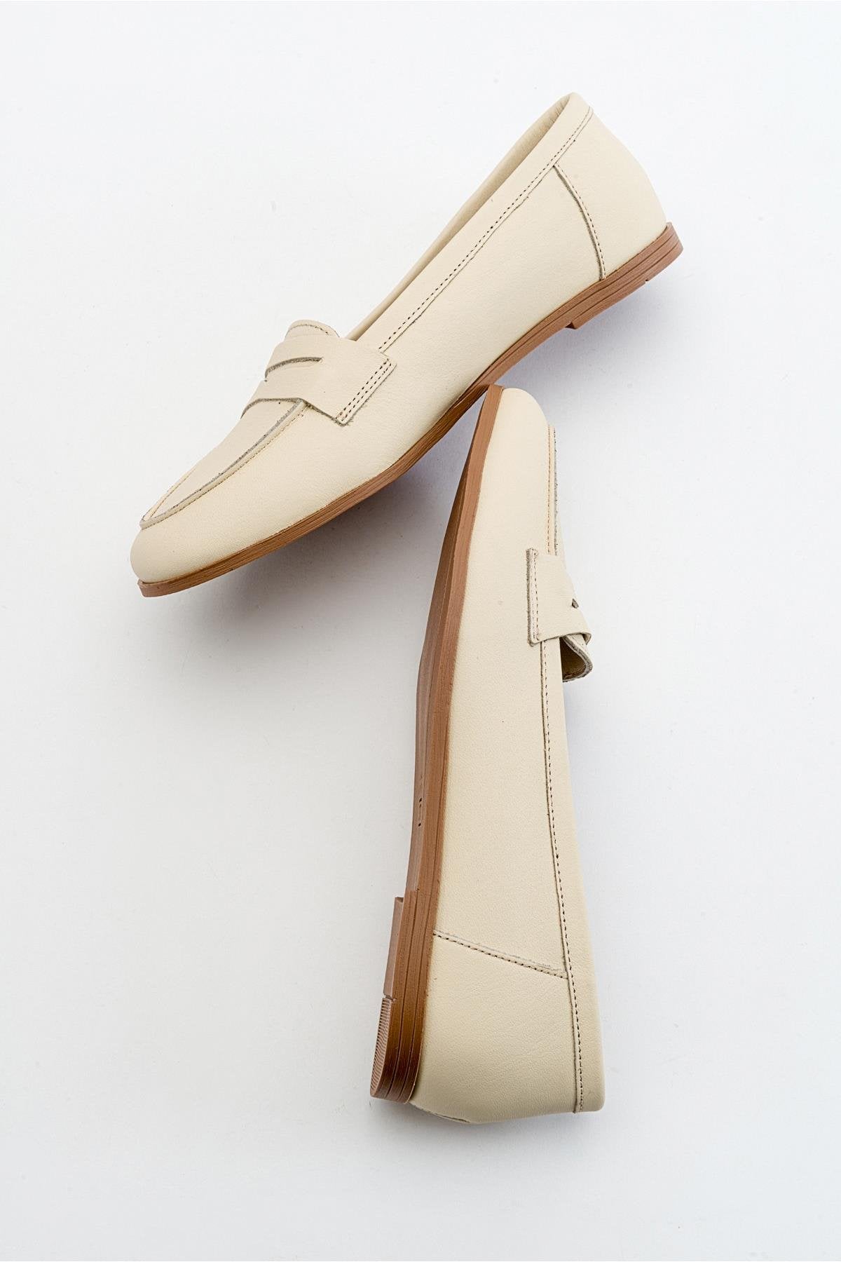 Dorothy - Light Beige Leather Loafers