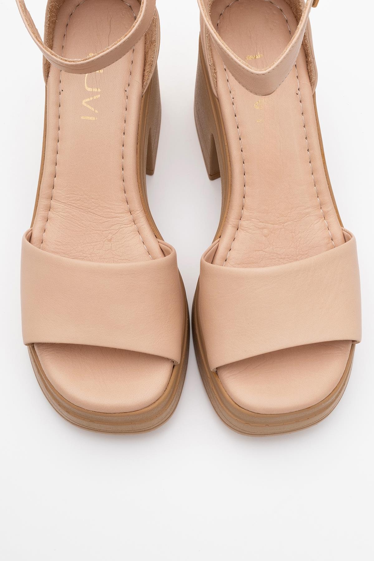 MARGOT - Cream Beige Leather Platform Sandal (Women)