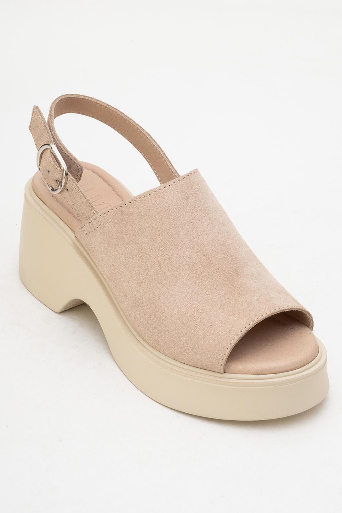 Power - Beige Suede Leather Platform Wedges