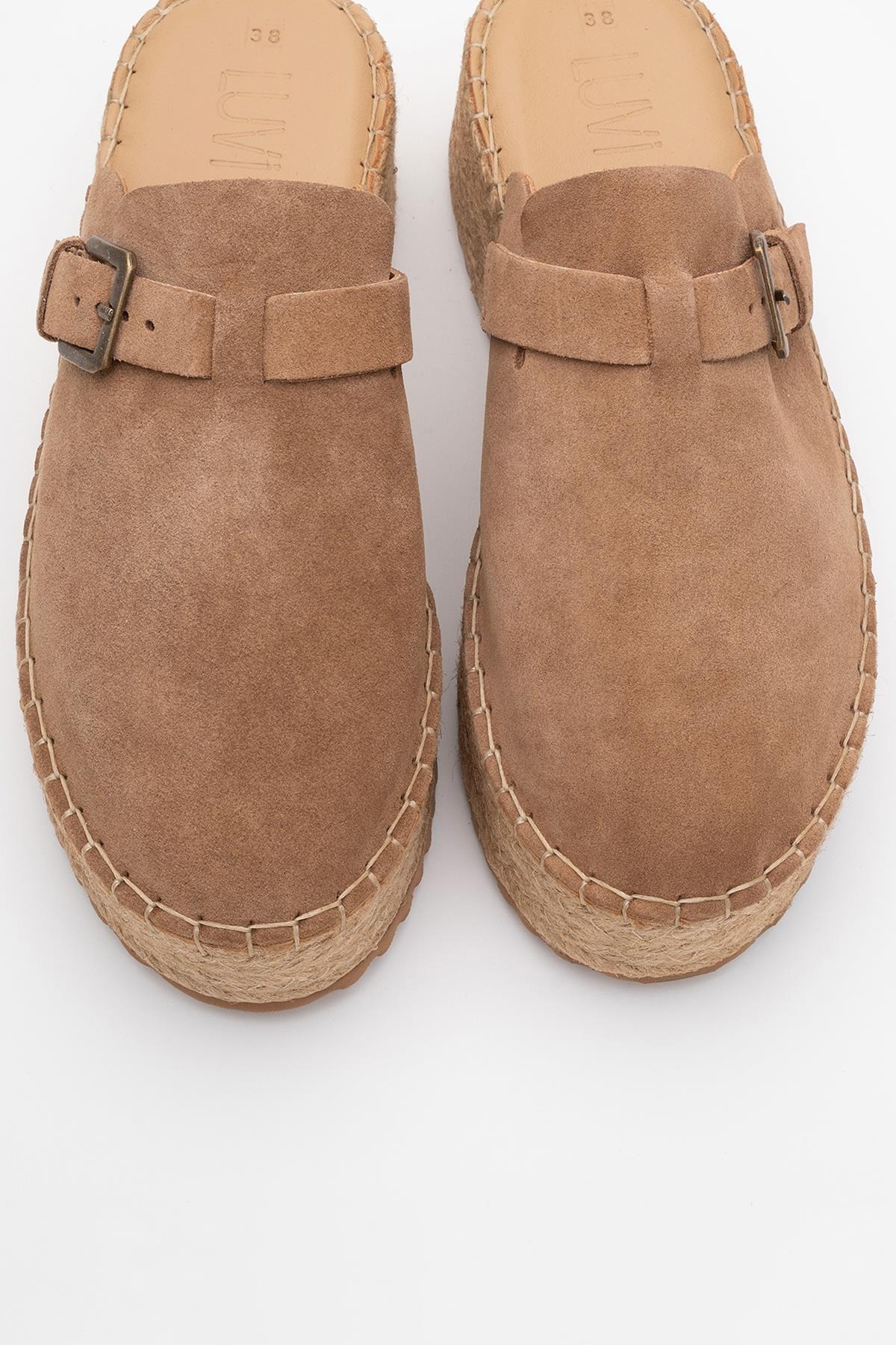 Novas - Cognac Brown Suede Leather Platform Espadrille Mule (Women)