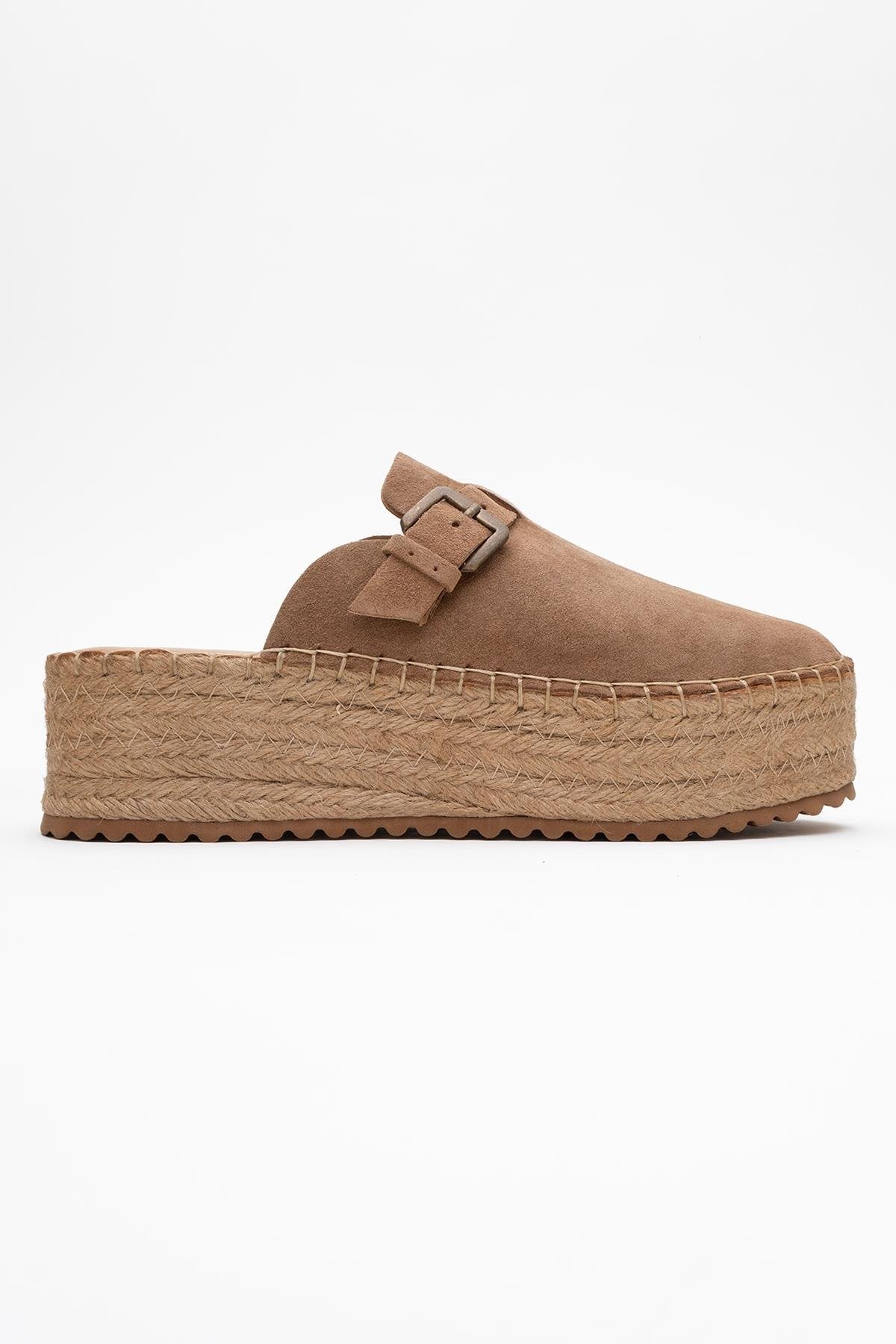 Novas - Cognac Brown Suede Leather Platform Espadrille Mule (Women)