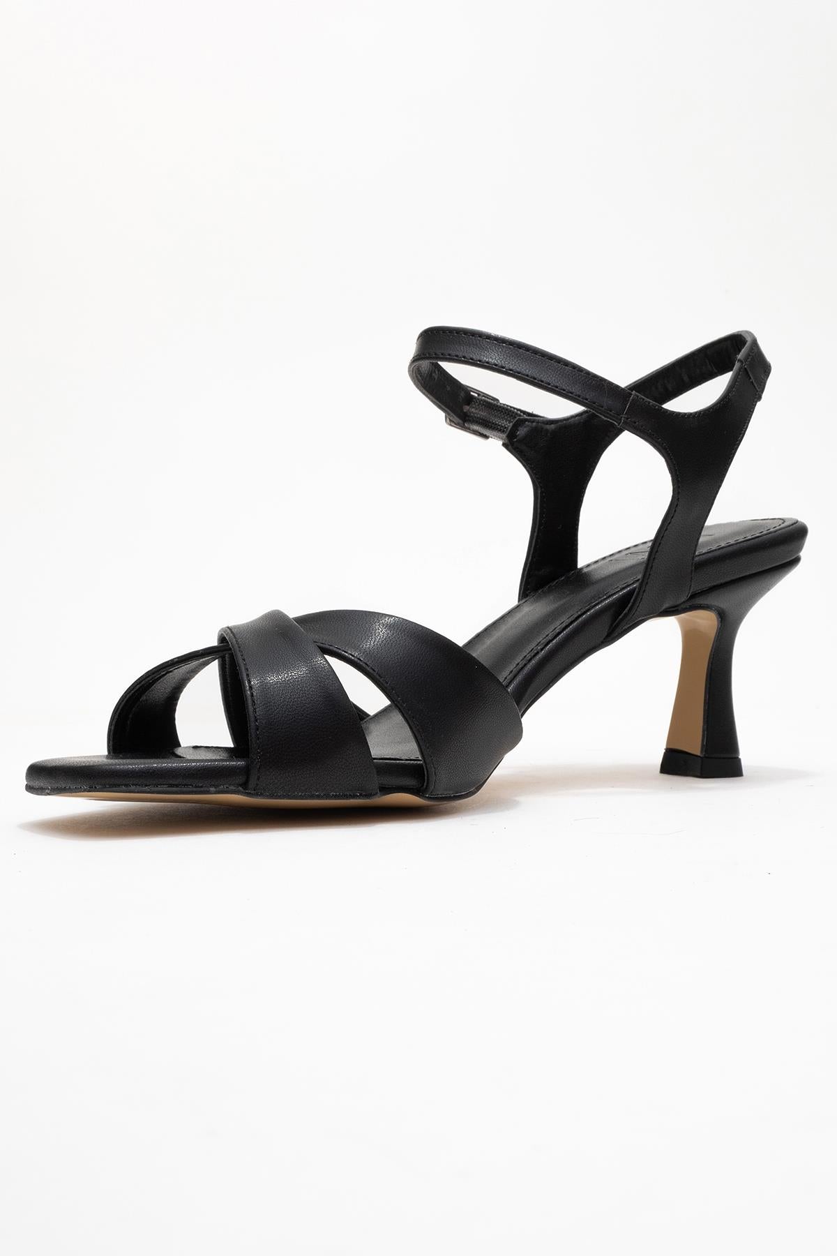 Melin - Black Cross-Strap High Heel Pump (Women)