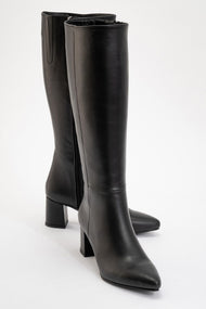 Sejas - Black Genuine Leather Heeled Boot (Women)