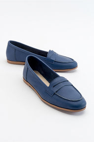 Dorothy - Navy Blue Leather Loafers