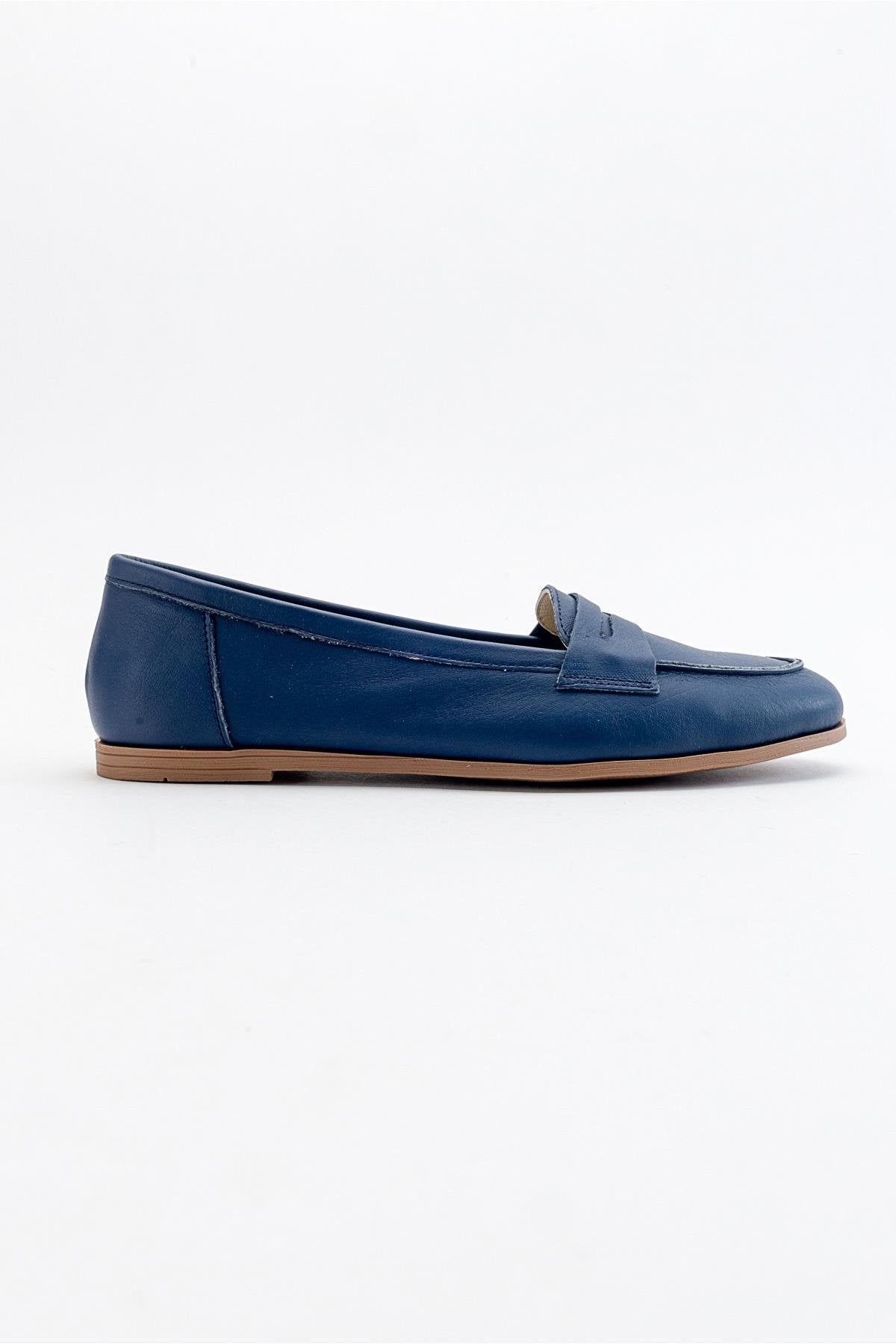 Dorothy - Navy Blue Leather Loafers