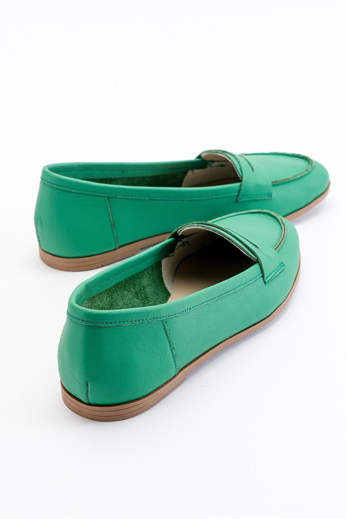 Dorothy - Green Leather Loafers