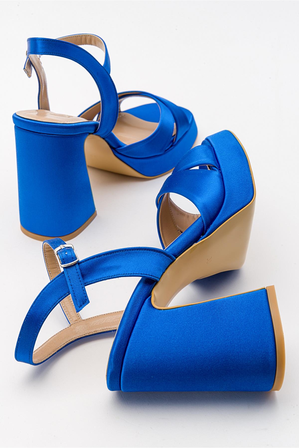 Lello - Cobalt Satin Platform Heel Shoe (Women)