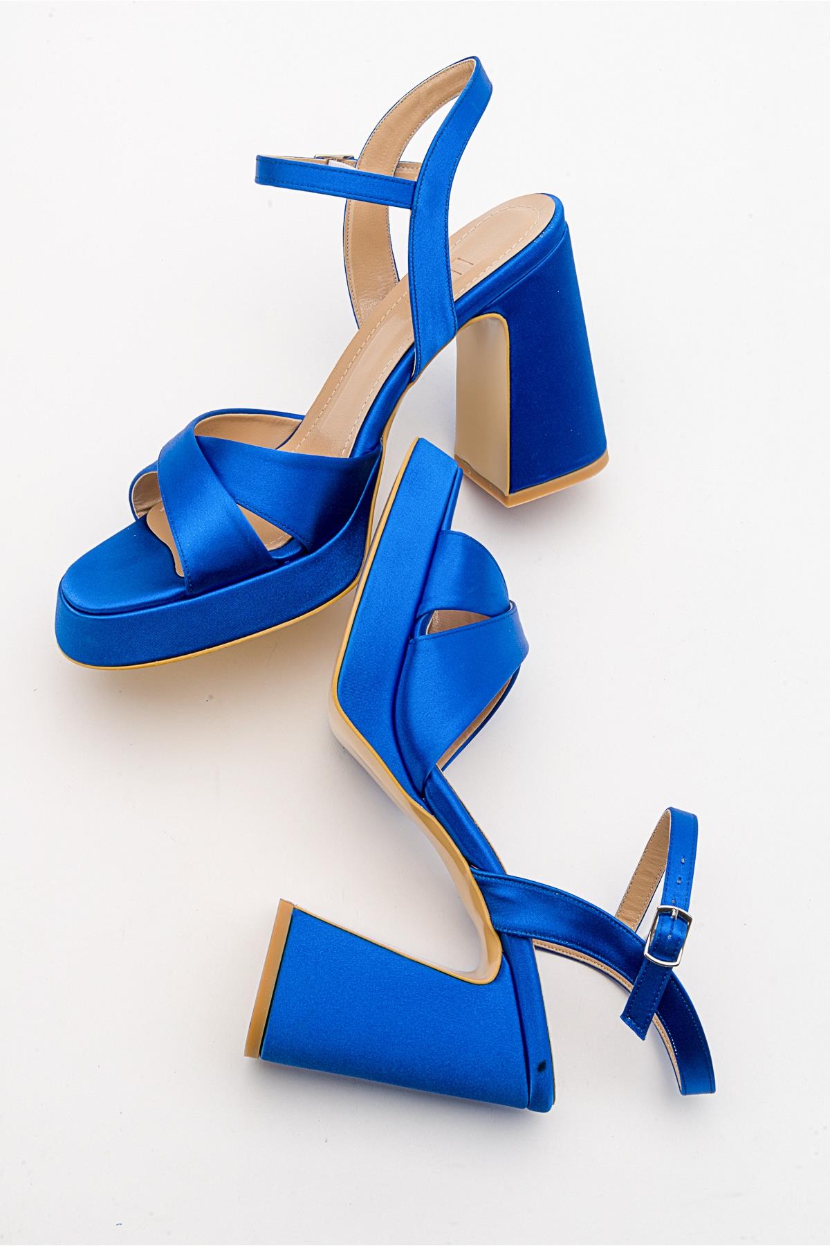 Lello - Cobalt Satin Platform Heel Shoe (Women)