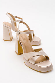 Lello - Beige Satin Platform Heel Shoe (Women)