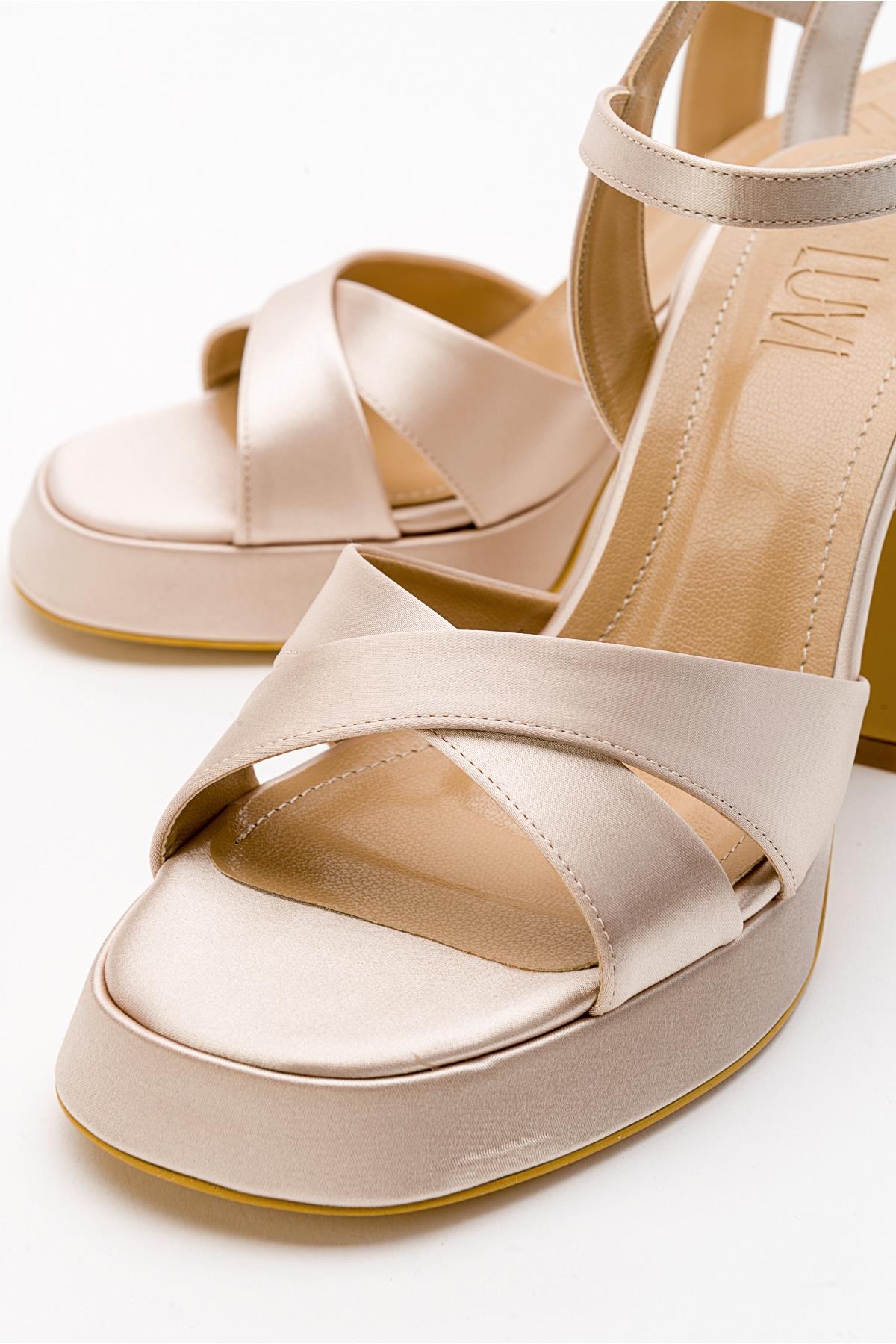 Lello - Beige Satin Platform Heel Shoe (Women)