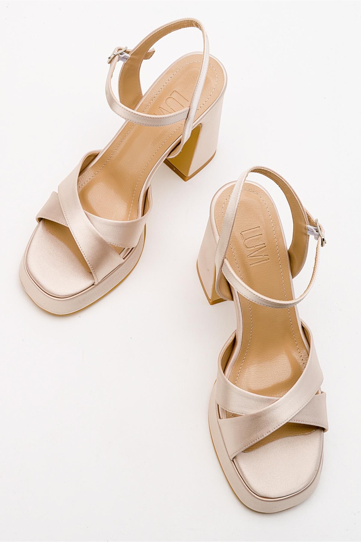 Lello - Beige Satin Platform Heel Shoe (Women)