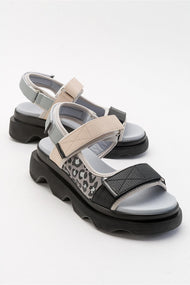 Tedy - Black-Grey Patterned Sandal (Women)