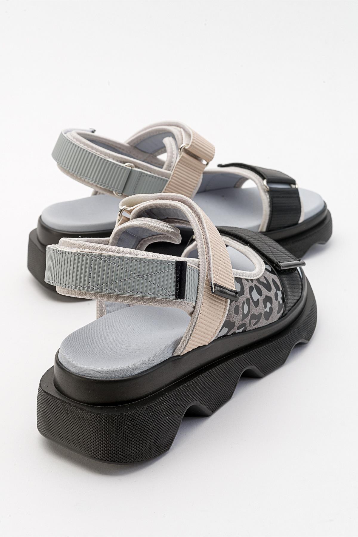 Tedy - Black-Grey Patterned Sandal (Women)